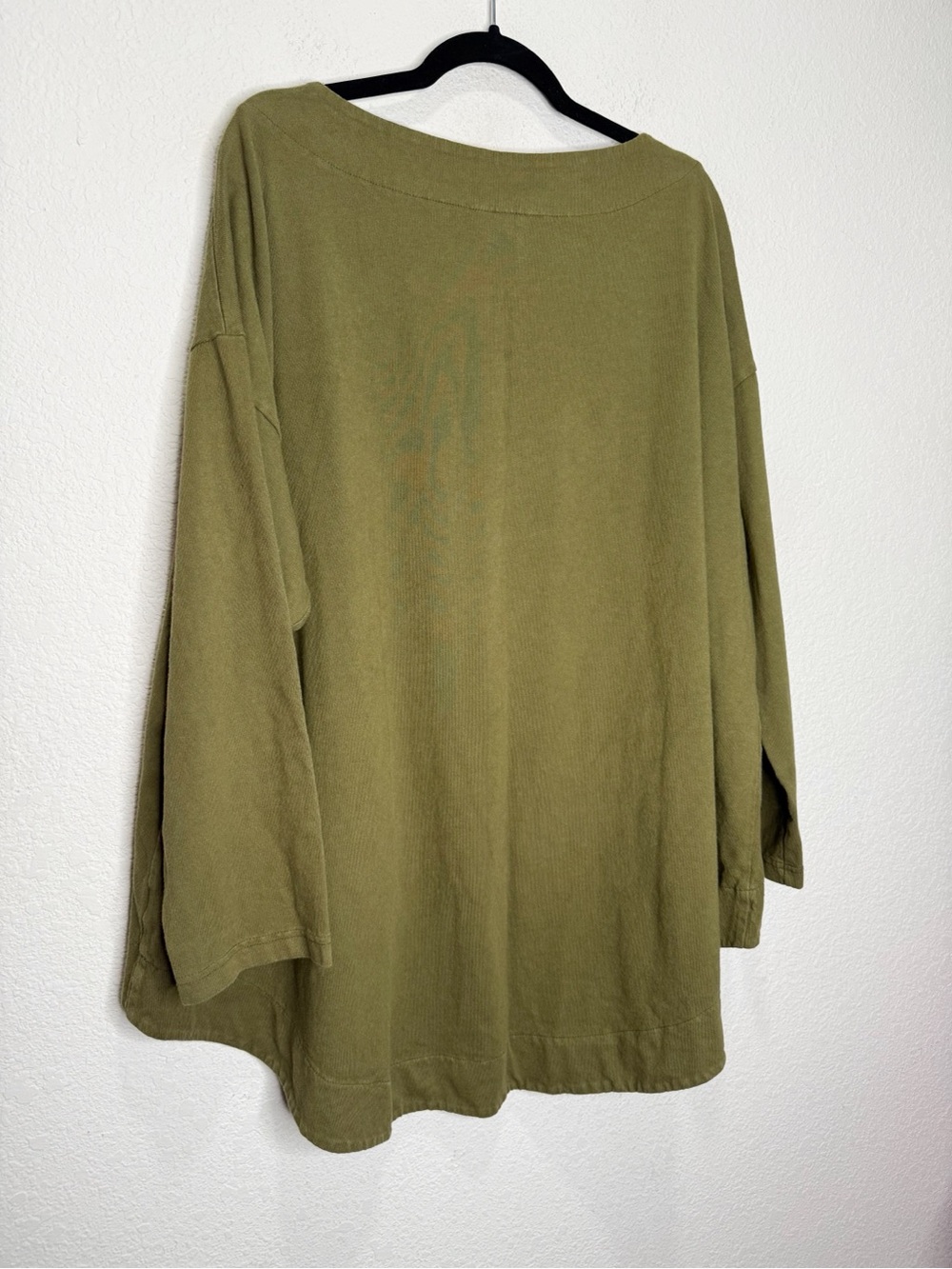 Bryn Walker Heavy Cotton Tunic Top Olive Green Oversized Lagenlook Layering - Picture 3 of 6